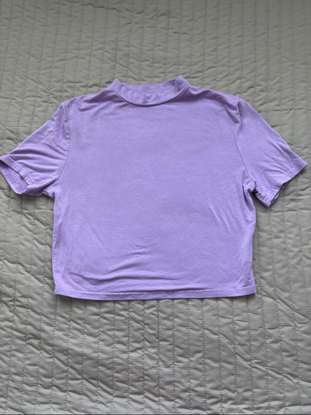 Mock Neck Lilac Crop Top - Women's Short Sleeve Tee